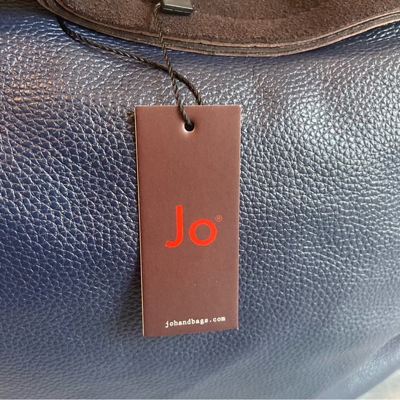 NWT Jo Handbags Drew Tote in Navy Pebbled Leather - Picture 6 of 11